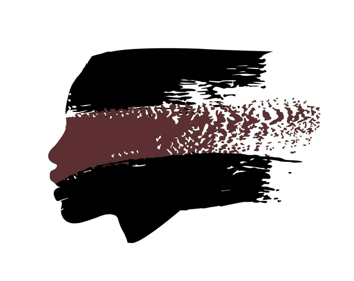 T-Shirt Design von ein Afro-Abstammung Frau Gesicht im Profil mit das Farben schwarz und braun isoliert auf Weiß. Vektor Illustration zum schwarz Geschichte Monat.