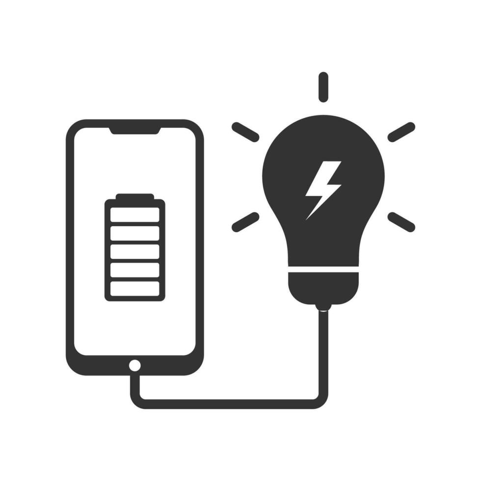 Vektor Illustration von Ideal Smartphone Batterie Symbol im dunkel Farbe und Weiß Hintergrund