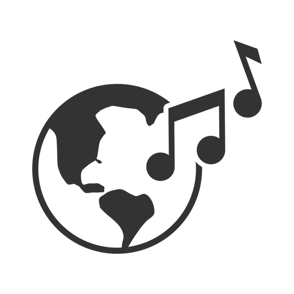vektor illustration av värld musik ikon i mörk Färg och vit bakgrund