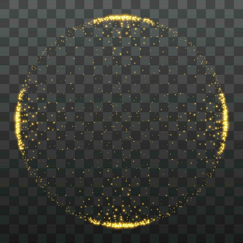 Vektor Licht bewirken Kreis gestalten auf ein schwarz Hintergrund. Gold glühend Neon- Kreis mit leuchtend Staub und blendet. leuchtend Kreis. abstrakt stilvoll Licht Wirkung.