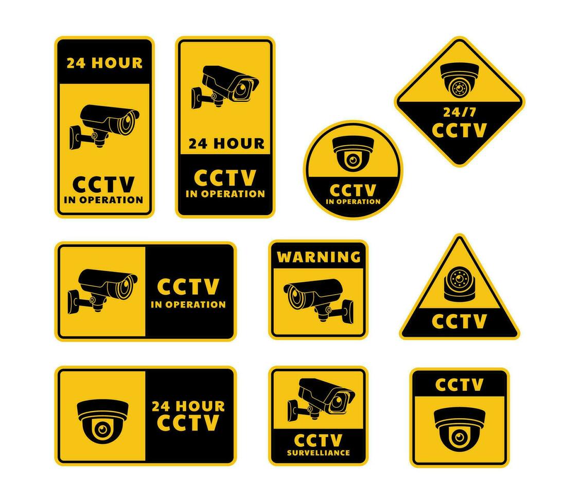 cctv Sicherheit Kamera Aufkleber Vektor Bild.