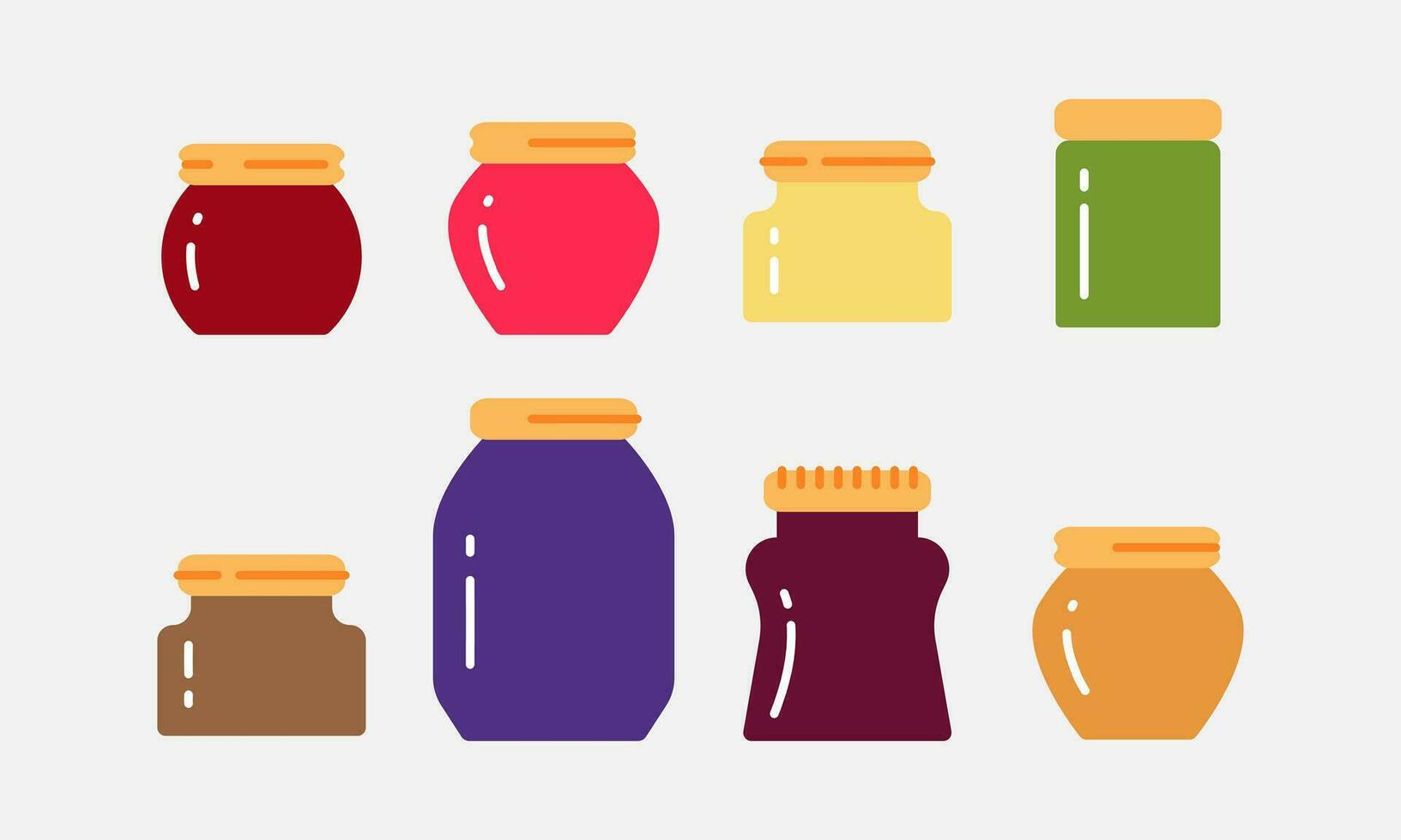 Zuhause gemacht Marmelade eben Symbol Satz. organisch Beere und Obst Produkt im das Gläser. natürlich Nachtisch, für zum Frühstück. Vektor Illustration