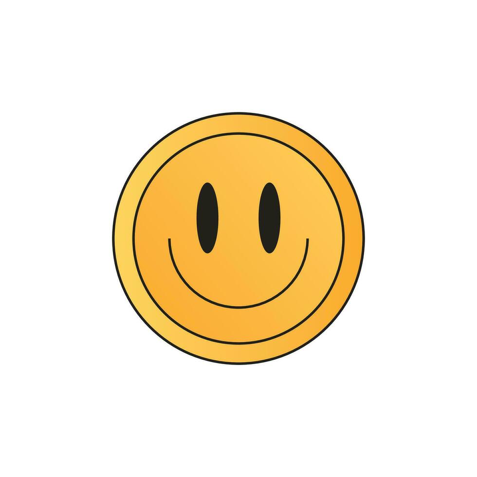 Vektor ein Gelb Smiley Gesicht mit schwarz Augen und ein schwarz Linie um das Mitte
