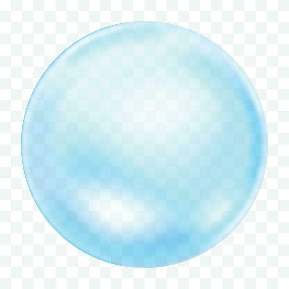 vektor transparent blå tvål bubblor uppsättning på pläd bakgrund