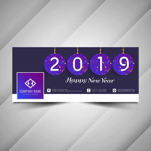 Nytt år 2019 sociala medier färgglada banner mall vektor