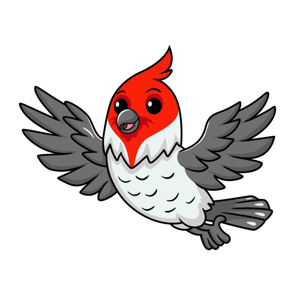 söt röd naken kardinal fågel tecknad serie vektor