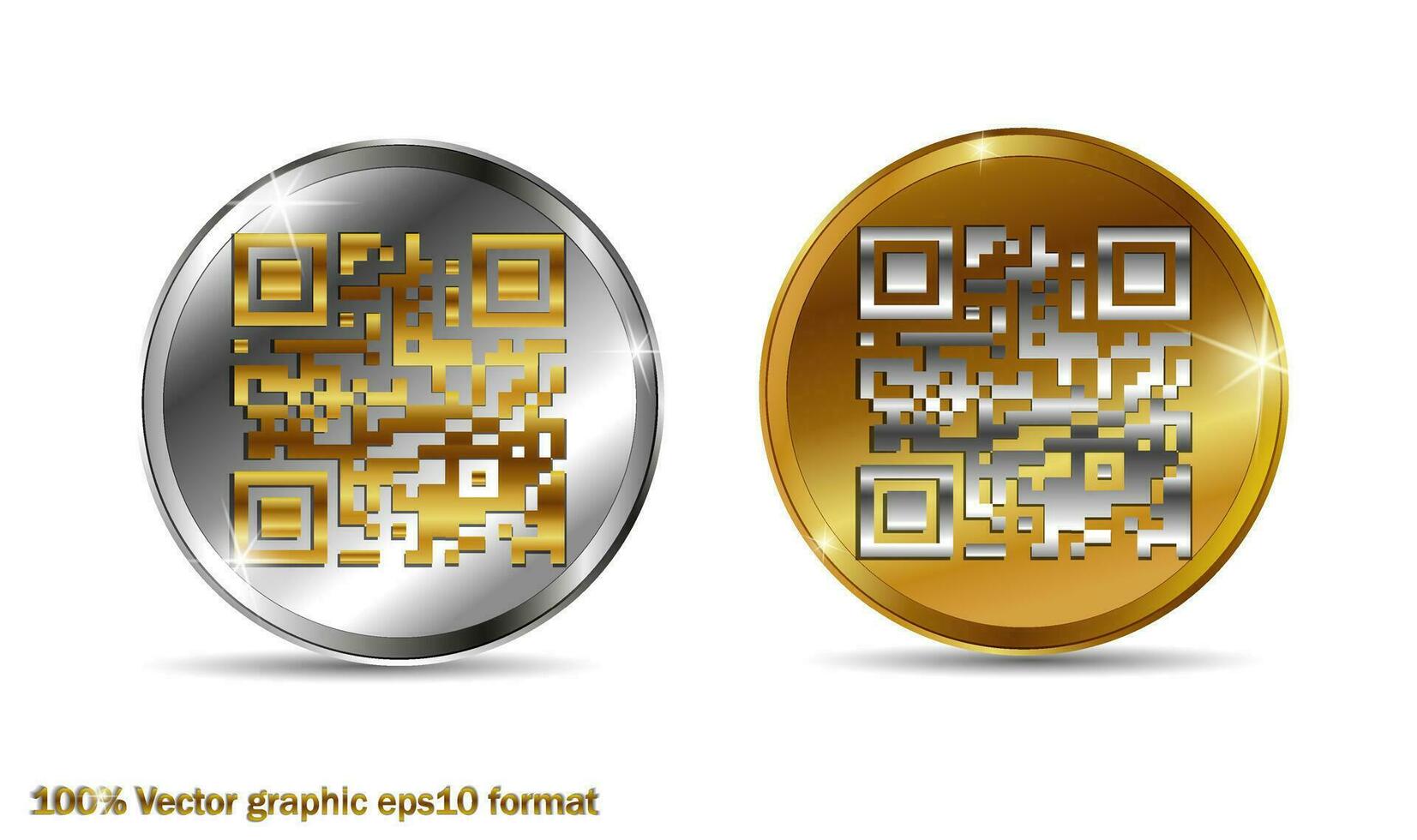 guld digital mynt, qr koda, elektronisk pengar, digital valuta vektor