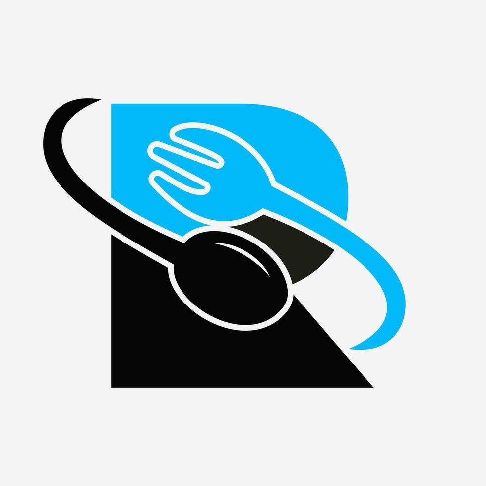 brev r restaurang logotyp kombinerad med gaffel och sked ikon vektor