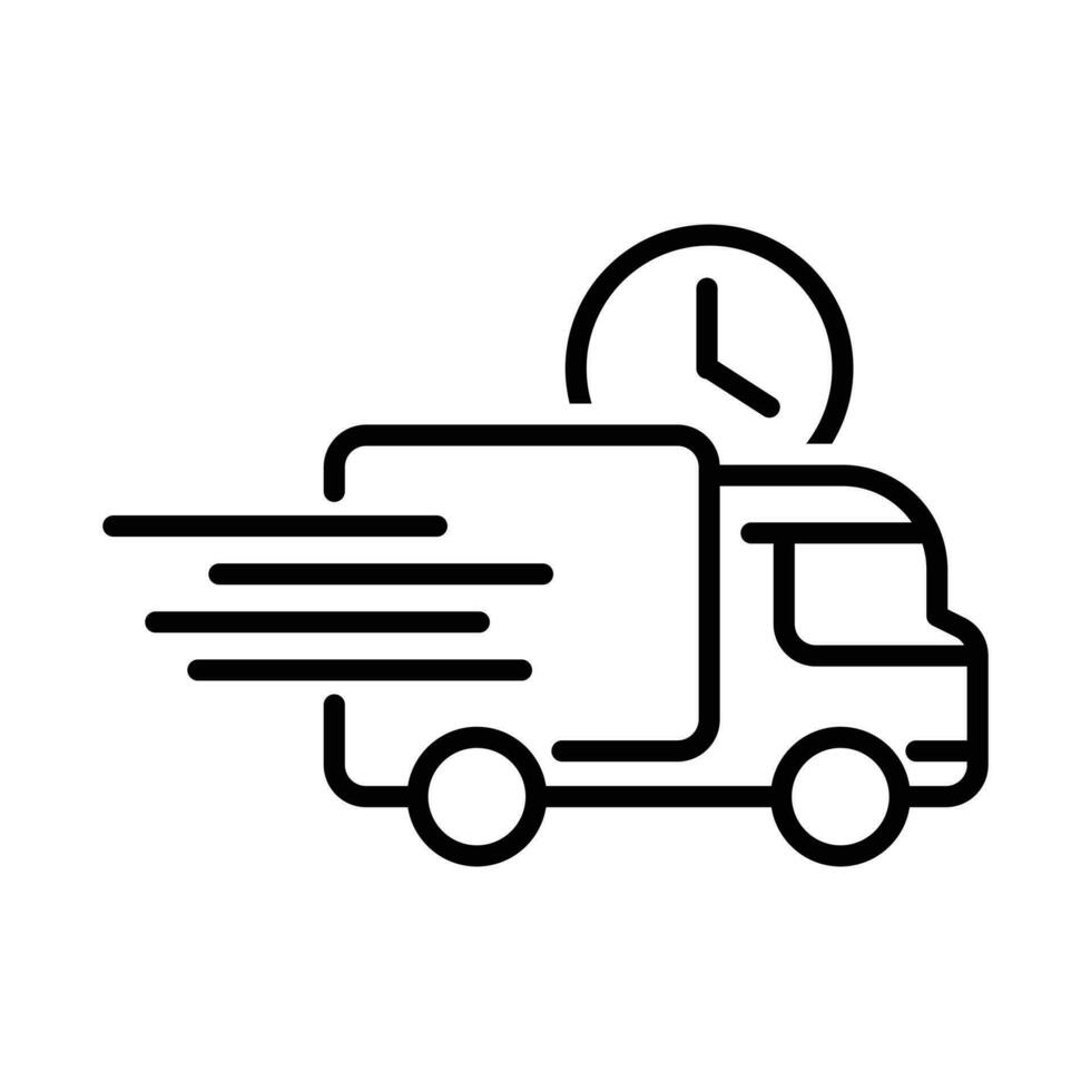 schnell Lieferung LKW, schnell Lieferung Transport mit Uhr Symbol, van Symbol, Kurier Service, LKW, Fahrzeug schnell Ladung, Benutzer Schnittstelle, Geschäft und Finanzen, Sendung Vektor Illustration