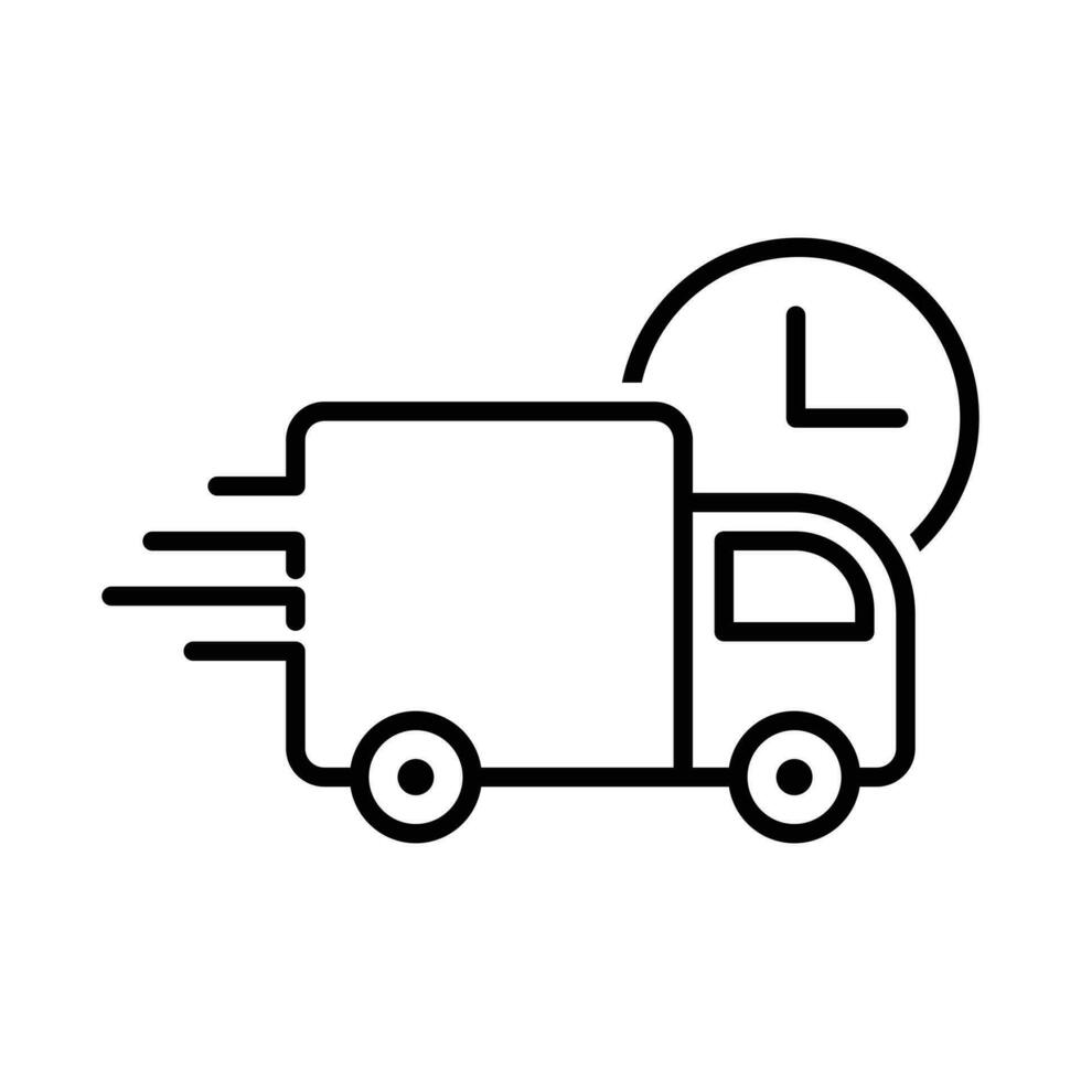 schnell Lieferung LKW, schnell Lieferung Transport mit Uhr Symbol, van Symbol, Kurier Service, LKW, Fahrzeug schnell Ladung, Benutzer Schnittstelle, Geschäft und Finanzen, Sendung Vektor Illustration