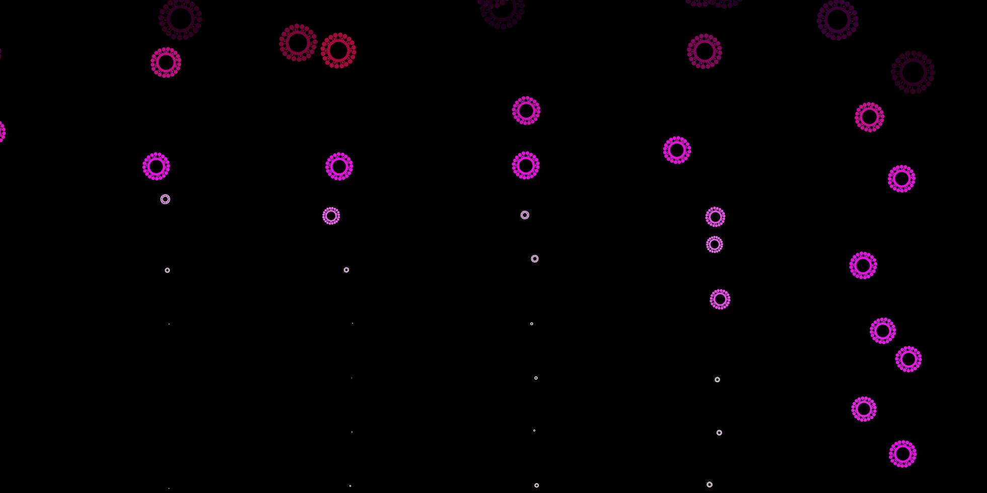 dunkelrosa Vektormuster mit Coronavirus-Elementen vektor