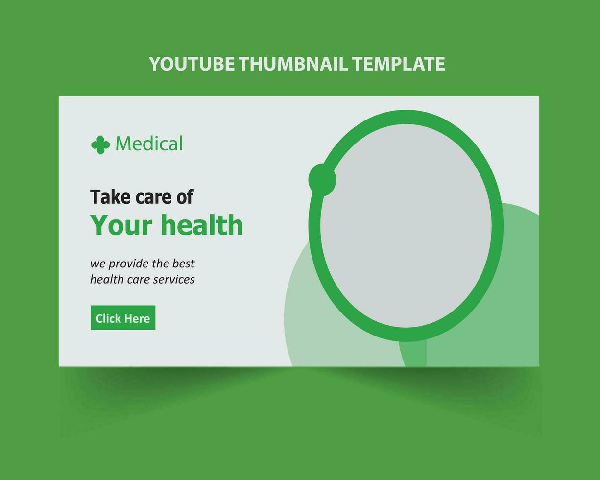Gesundheit Pflege medizinisch Bedienung Youtube Video Miniaturansicht Vorlage. medizinisch Bedienung Video Miniaturansicht vektor