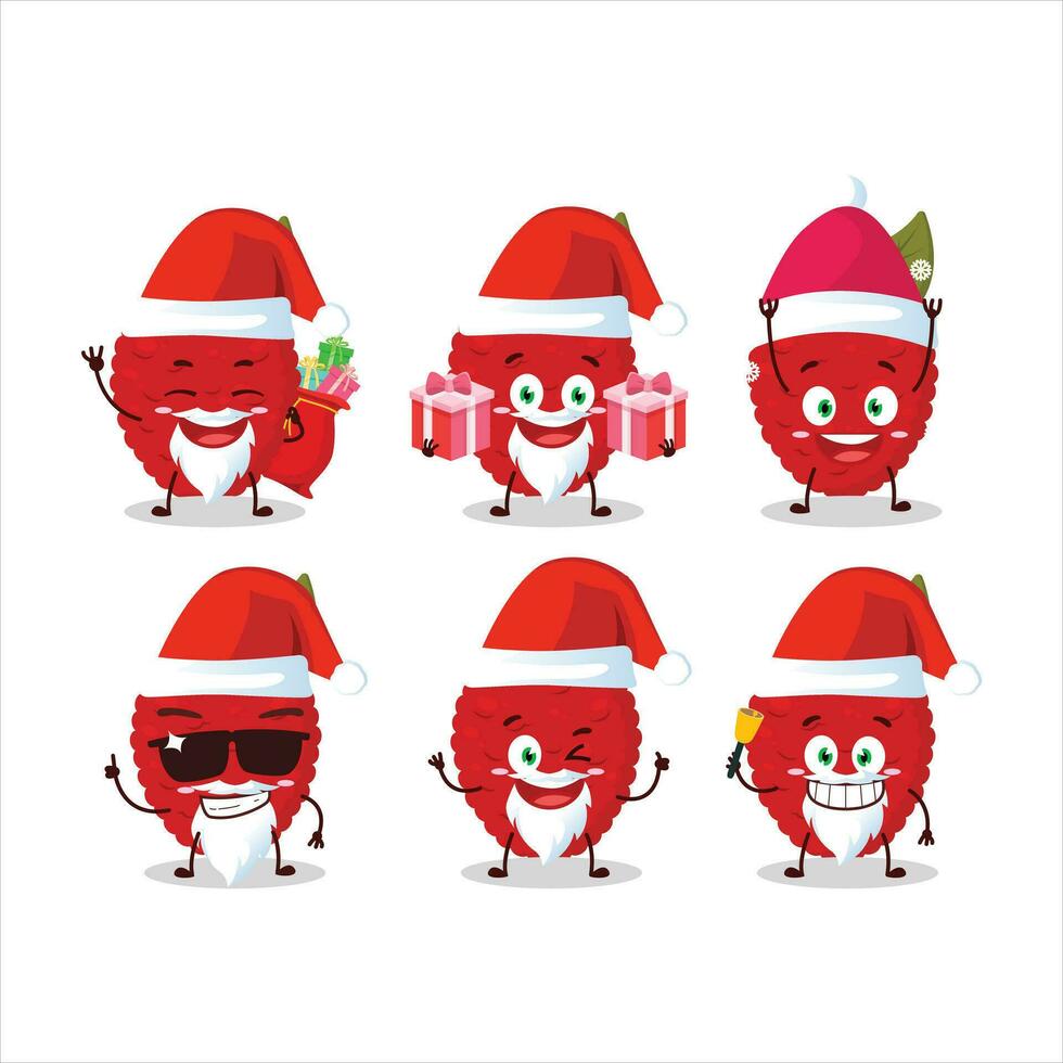 Santa claus Emoticons mit Litschi Karikatur Charakter vektor