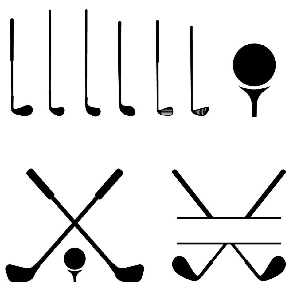 golf klubb ikon vektor uppsättning. golf illustration tecken samling. sport symbol. golf logotyp.