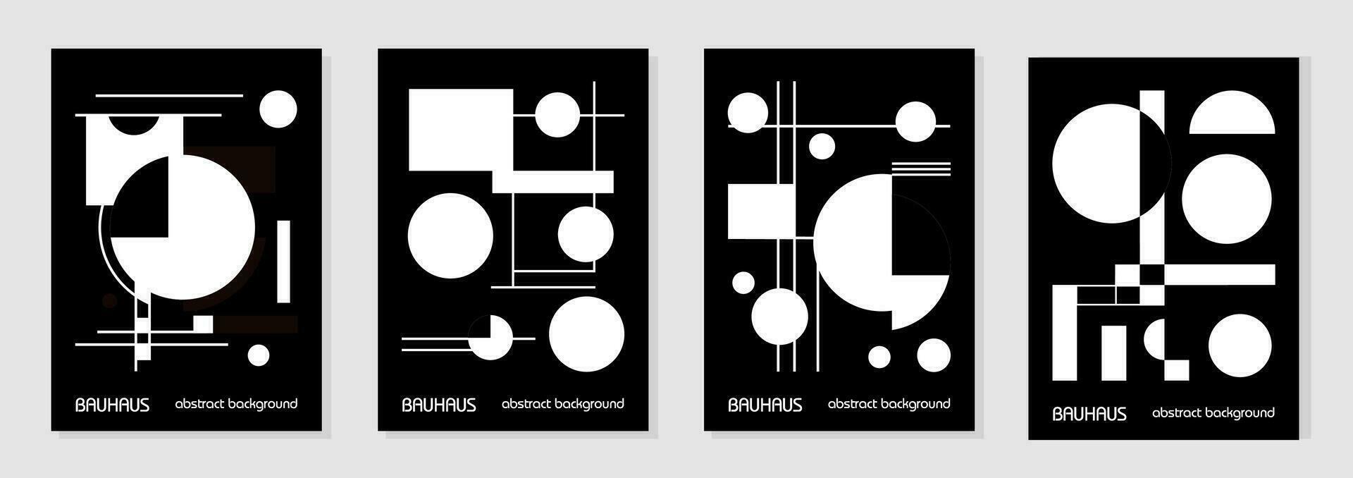 uppsättning av 4 minimal vintage 20-tal geometriska design affischer, väggkonst, mall, layout med primitiva former element. bauhaus retro mönster bakgrund, vektor abstrakt cirkel, triangel och kvadratisk linjekonst