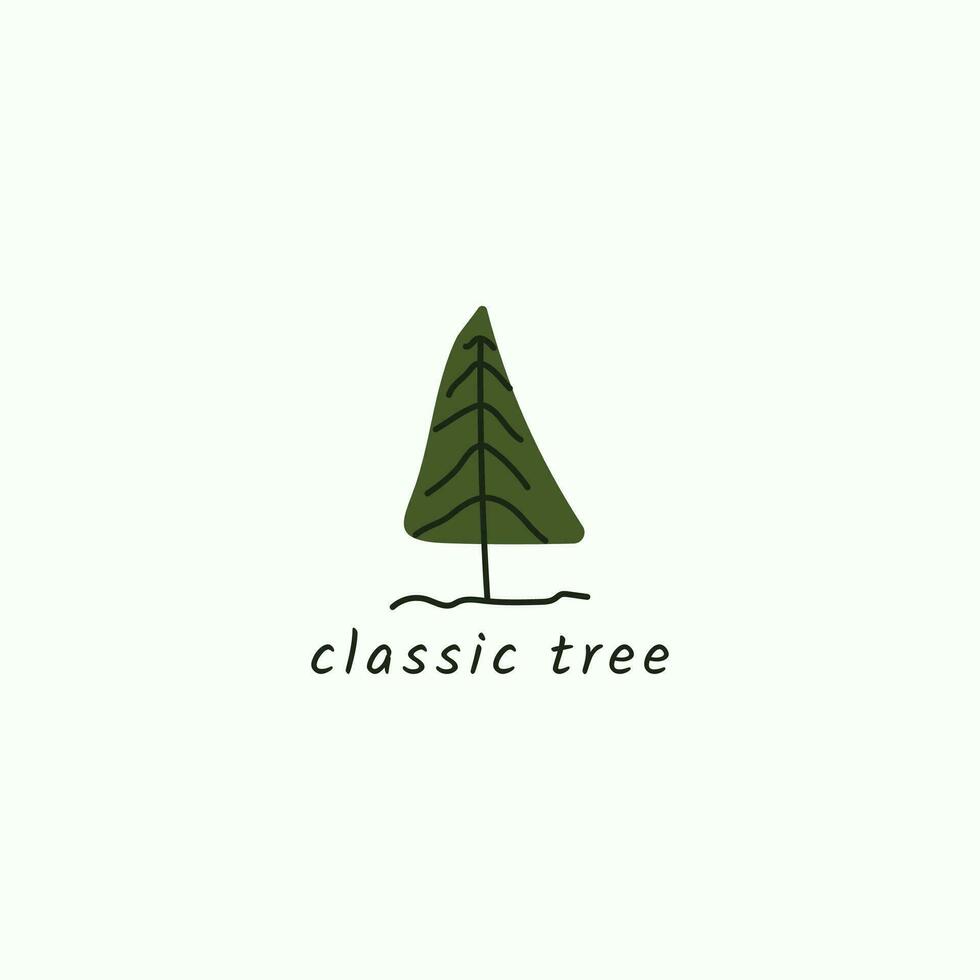 grön minimalistisk lång träd logotyp. vektor