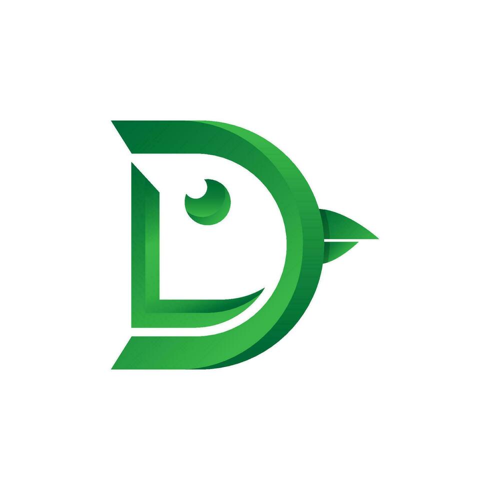 fågel brev d logotyp begrepp, enkel platt grön Färg logotyp stil. lämplig för din företag varumärke. vektor