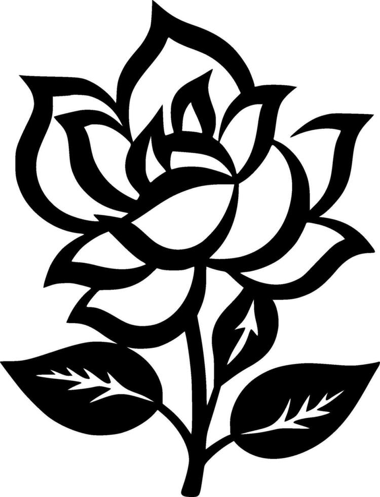 Blume - - schwarz und Weiß isoliert Symbol - - Vektor Illustration