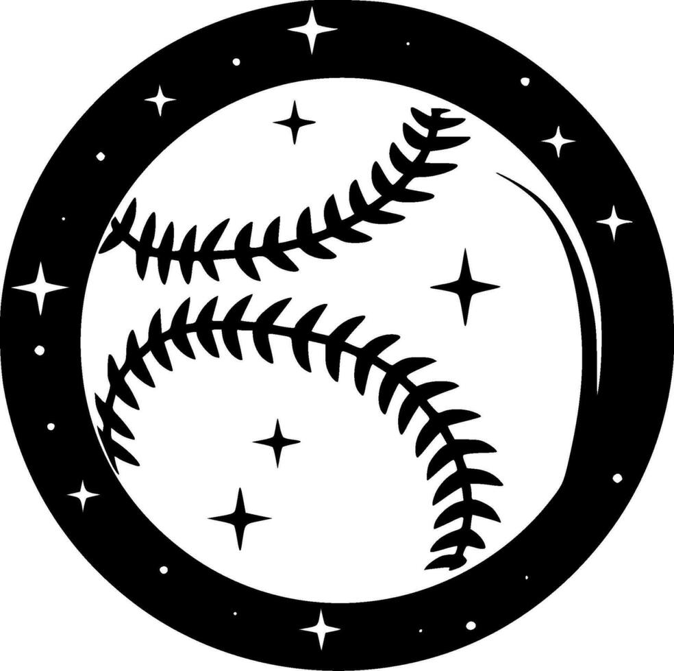 baseboll, svart och vit vektor illustration