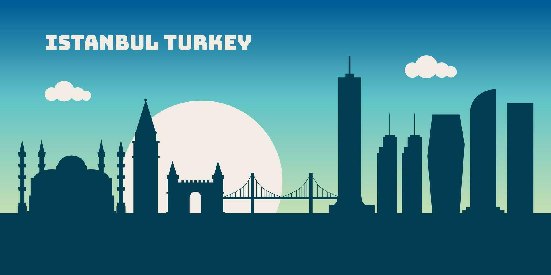 Istanbul Truthahn beim Nacht Stadtbild Horizont skizzieren Illustration Vektor. vektor