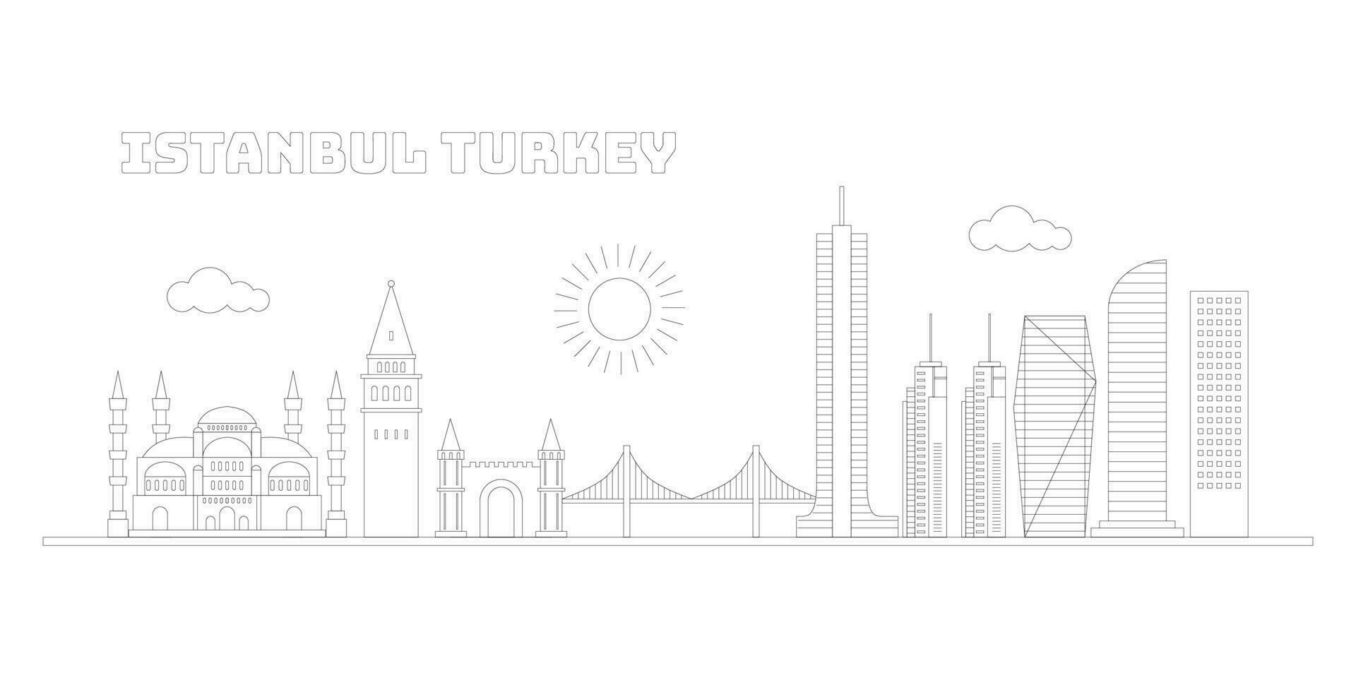 Istanbul Truthahn Stadtbild Horizont skizzieren Illustration Vektor. vektor