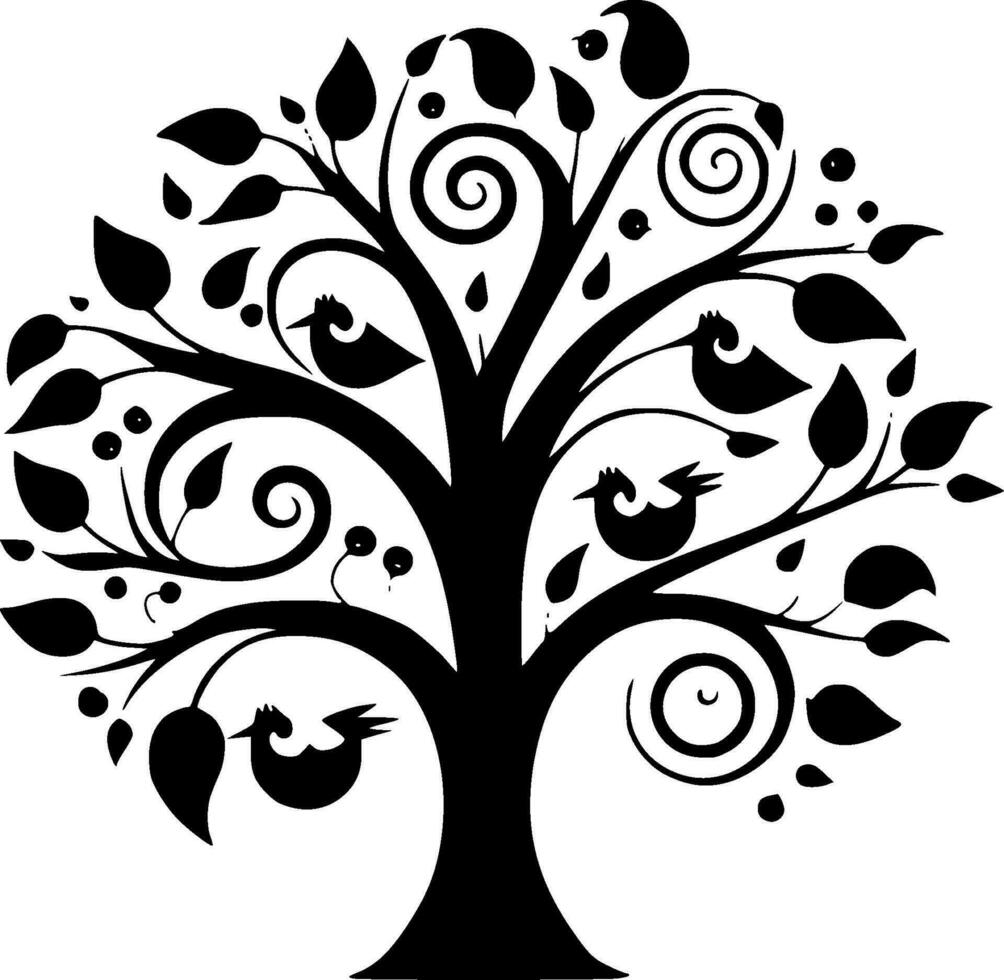 familj träd - minimalistisk och platt logotyp - vektor illustration