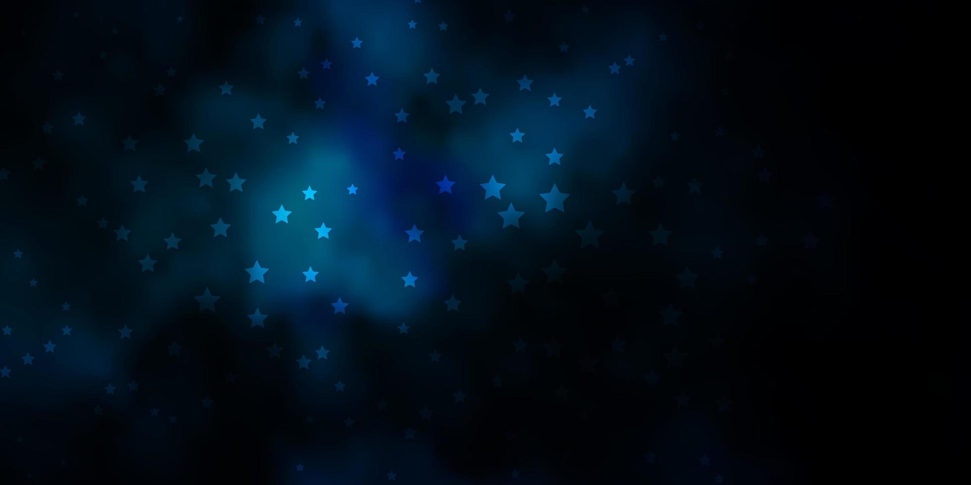 dunkelblauer Vektorhintergrund mit kleinen und großen Sternen vektor