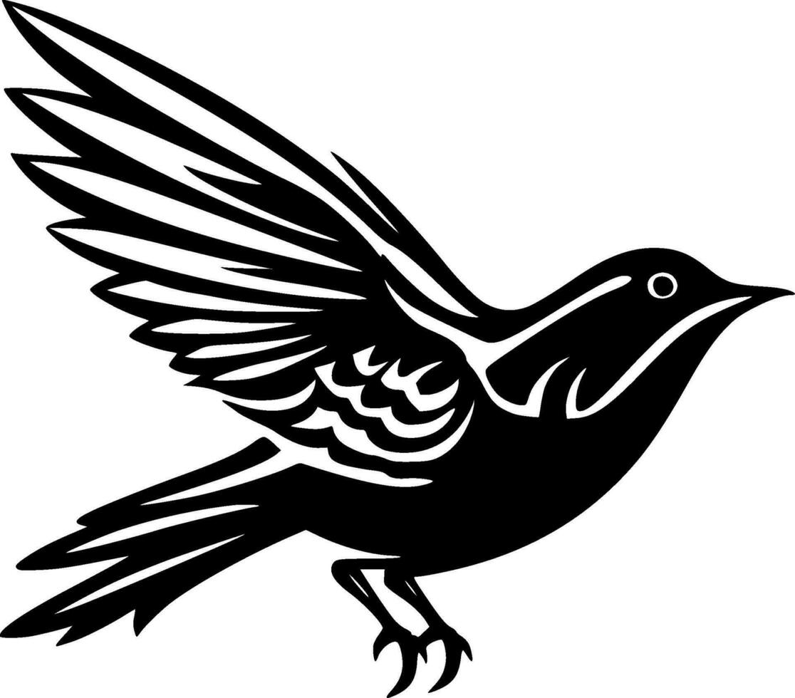 fågel - svart och vit isolerat ikon - vektor illustration