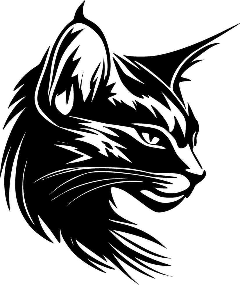 wilde Katze - - schwarz und Weiß isoliert Symbol - - Vektor Illustration