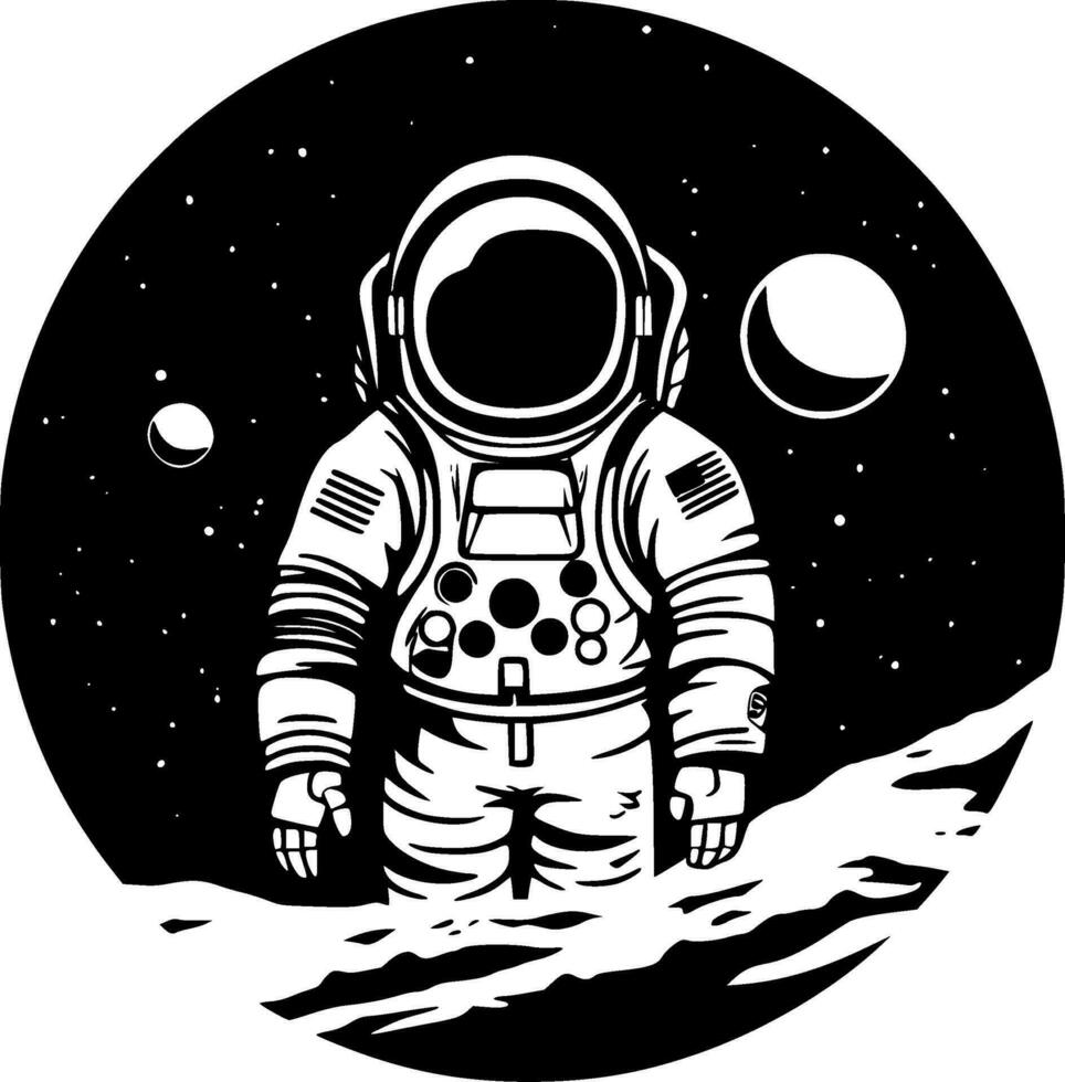 Astronaut - - schwarz und Weiß isoliert Symbol - - Vektor Illustration