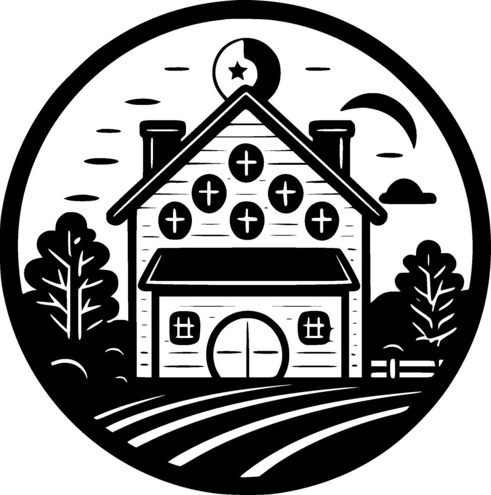 Bauernhaus, minimalistisch und einfach Silhouette - - Vektor Illustration