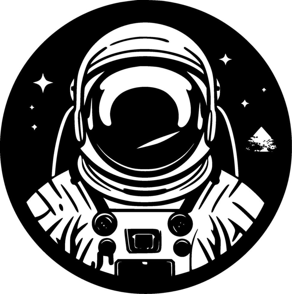 astronaut, svart och vit vektor illustration