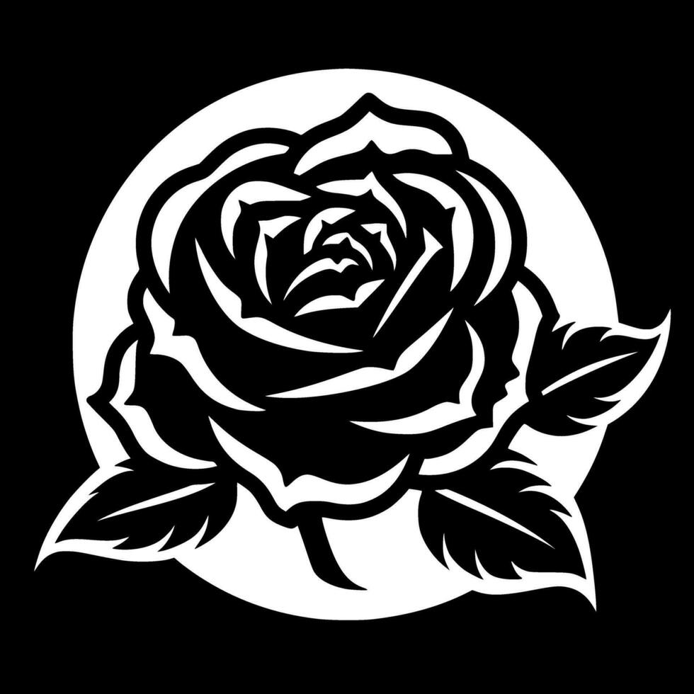 Rose - - schwarz und Weiß isoliert Symbol - - Vektor Illustration