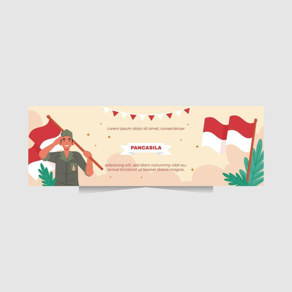 baner och affisch Indonesiens oberoende dag med patriotisk glöd vektor