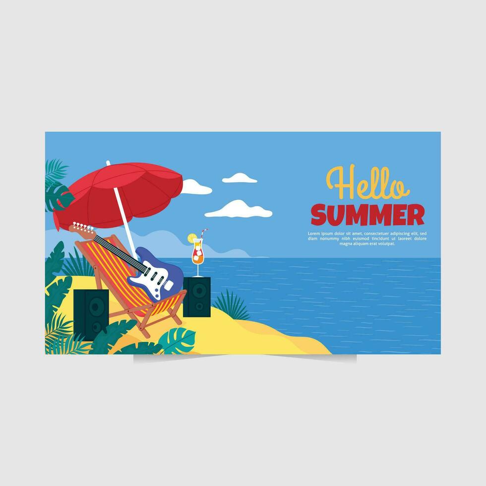 Hintergrund und Illustration von tolle Sommer- Stimmung mit bunt Stil vektor