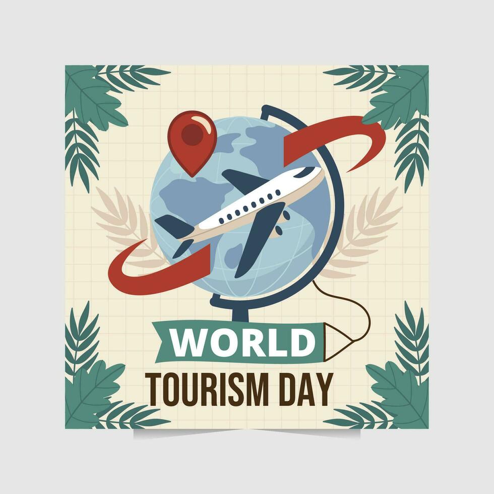 baner eller affisch för fira värld turism dag vektor
