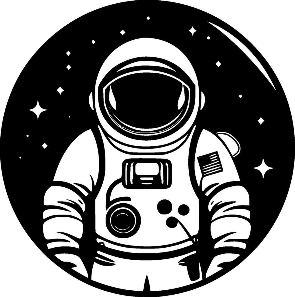 Astronaut - - schwarz und Weiß isoliert Symbol - - Vektor Illustration