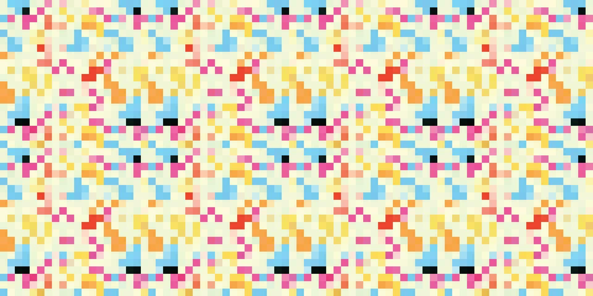 pixelig bunt beschwingt geometrisch Gitter modern abstrakt Pixel Lärm Vektor Textur, Fliese nahtlos Muster Hintergrund