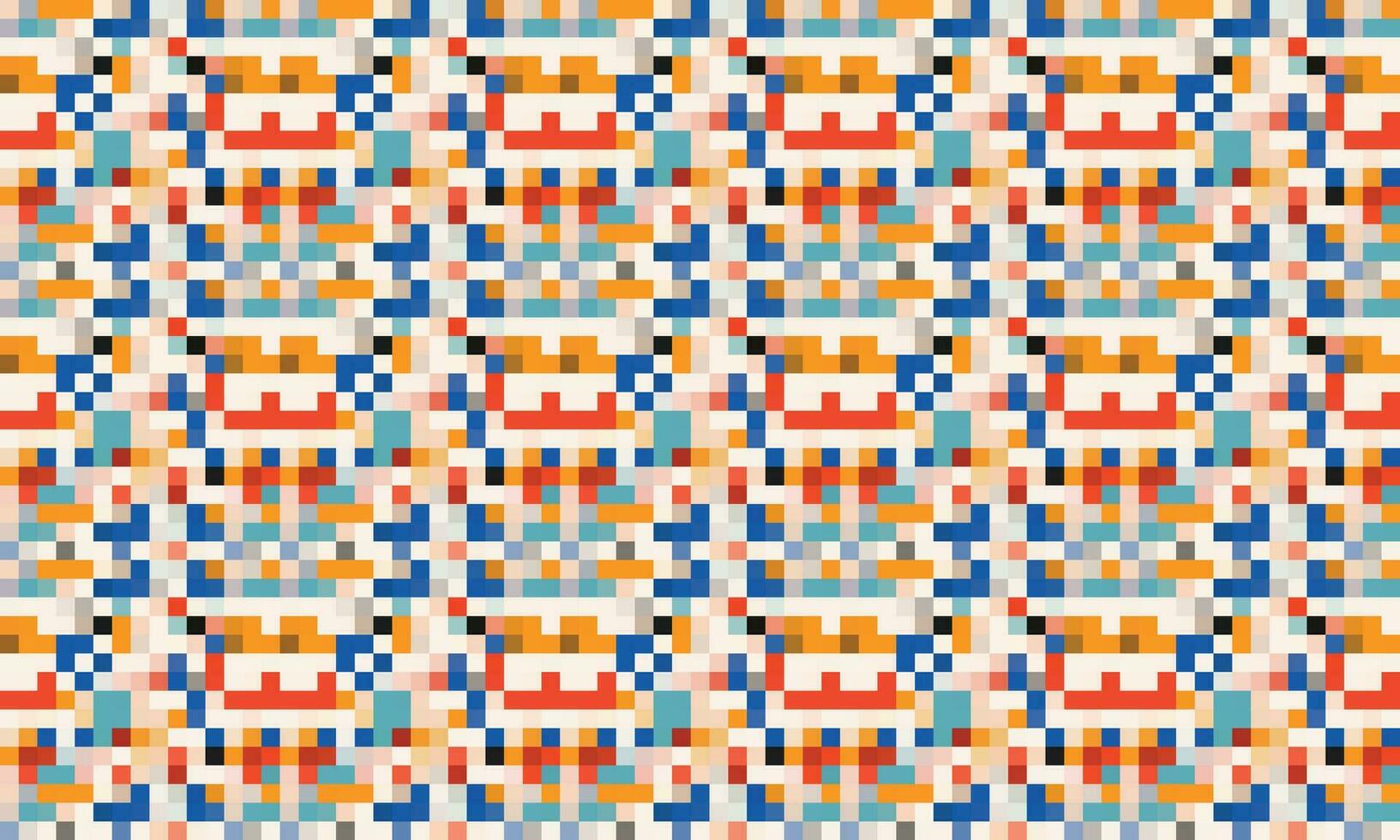 pixelig bunt beschwingt geometrisch Gitter modern abstrakt Pixel Lärm Vektor Textur, Fliese nahtlos Muster Hintergrund