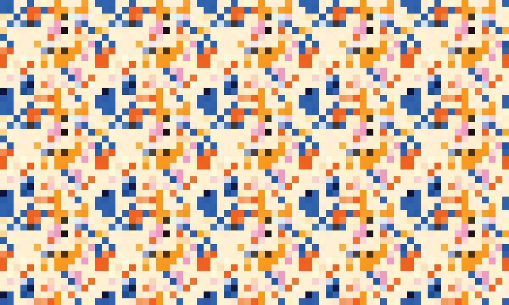 pixelated färgrik vibrerande geometrisk rutnät modern abstrakt pixel ljud vektor textur, bricka sömlös mönster bakgrund