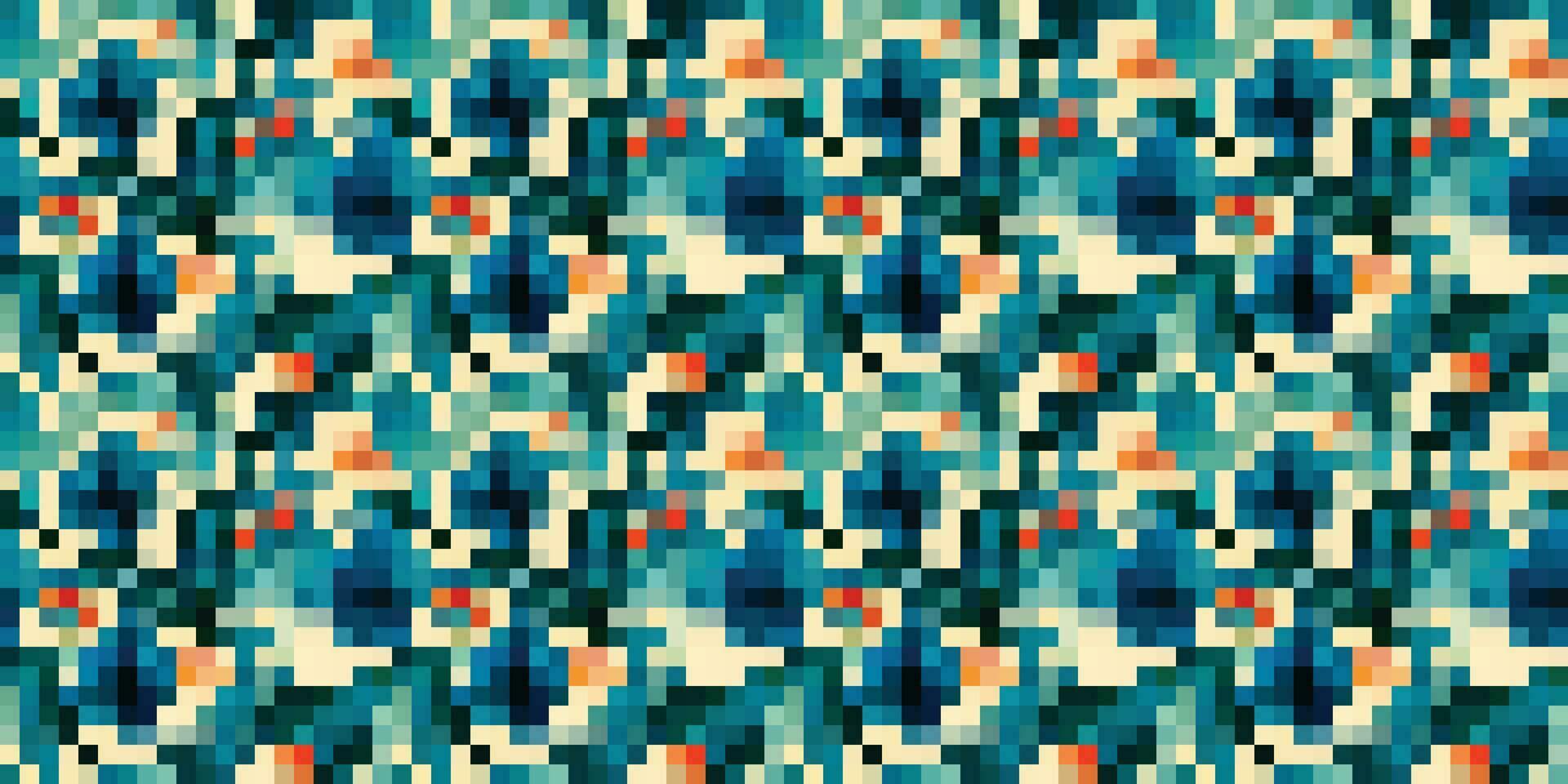 pixelated färgrik vibrerande geometrisk rutnät modern abstrakt pixel ljud vektor textur, bricka sömlös mönster bakgrund