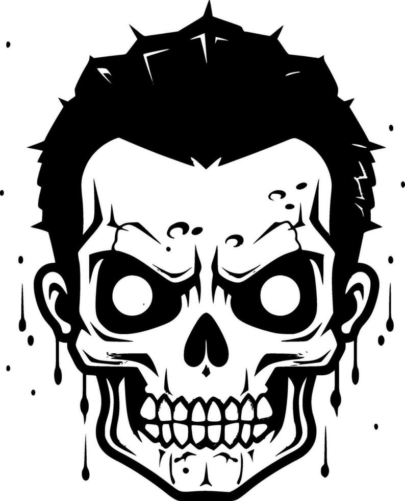 skalle - svart och vit isolerat ikon - vektor illustration