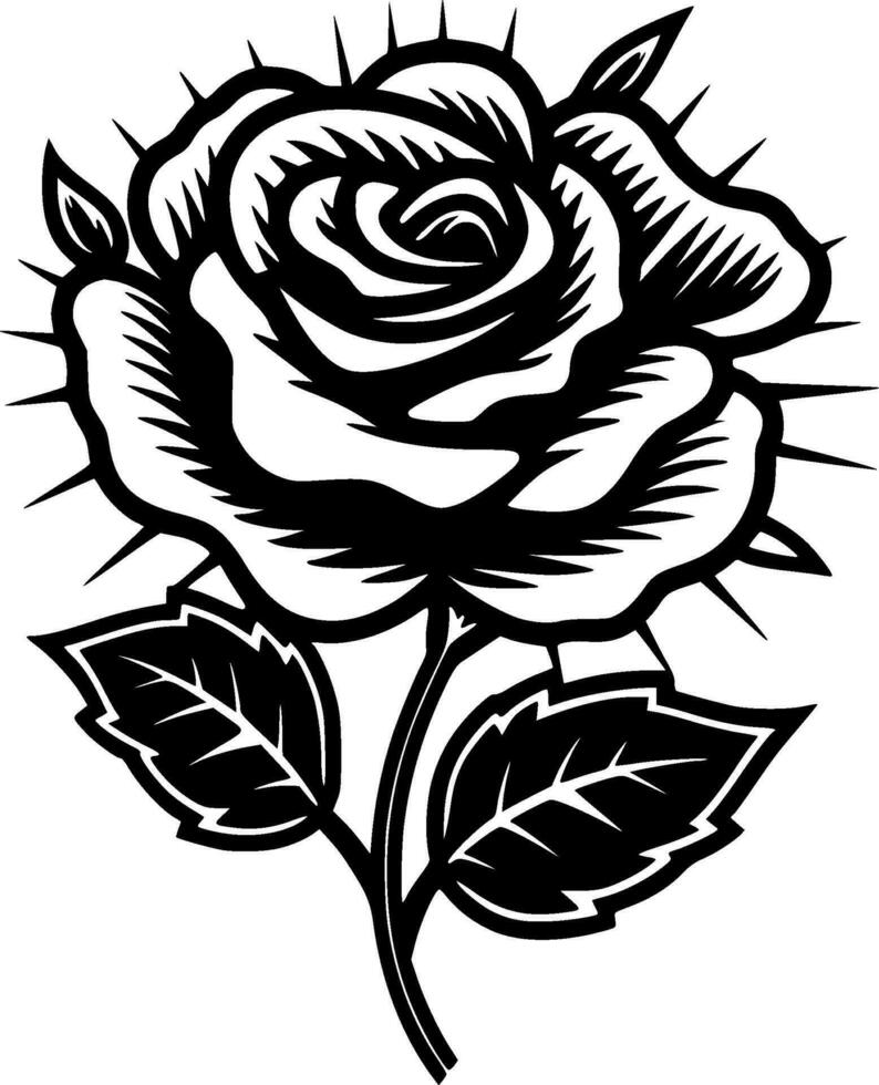 Rose - - schwarz und Weiß isoliert Symbol - - Vektor Illustration