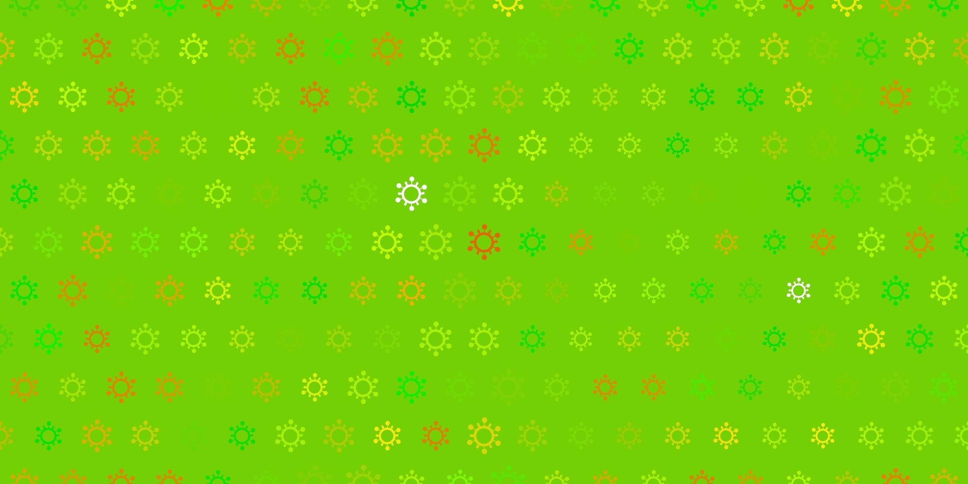 mörkgrön gul vektorbakgrund med covid19-symboler vektor