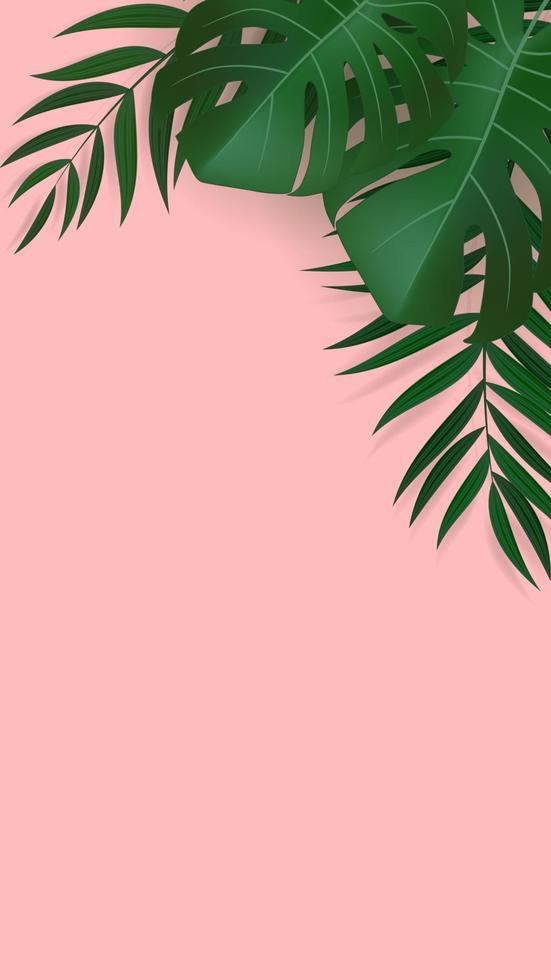 naturlig realistisk grön palmblad tropisk bakgrund. vektor illustration eps10