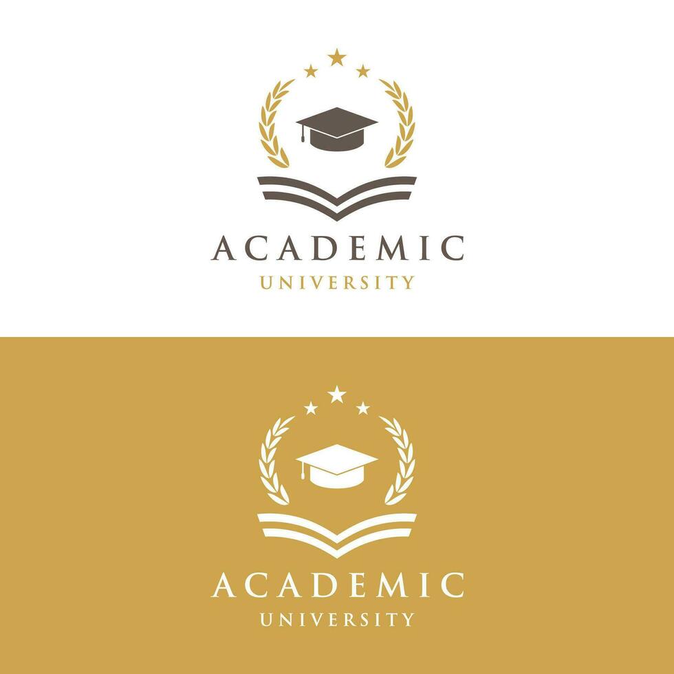 utbildning logotyp mall design med ungkarl keps och bok begrepp med kreativ idé.logotyp för skola, universitet, akademi och studerande. vektor