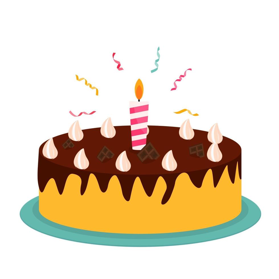 söt födelsedagstårta ikon med ljus. designelement för festinbjudan, gratulationer. vektor illustration eps10