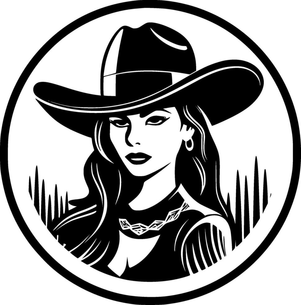 Cowgirl - - minimalistisch und eben Logo - - Vektor Illustration