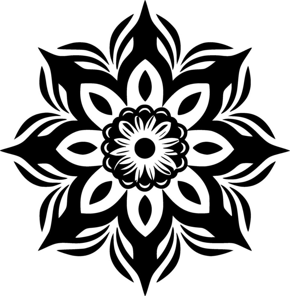 Mandala - - schwarz und Weiß isoliert Symbol - - Vektor Illustration