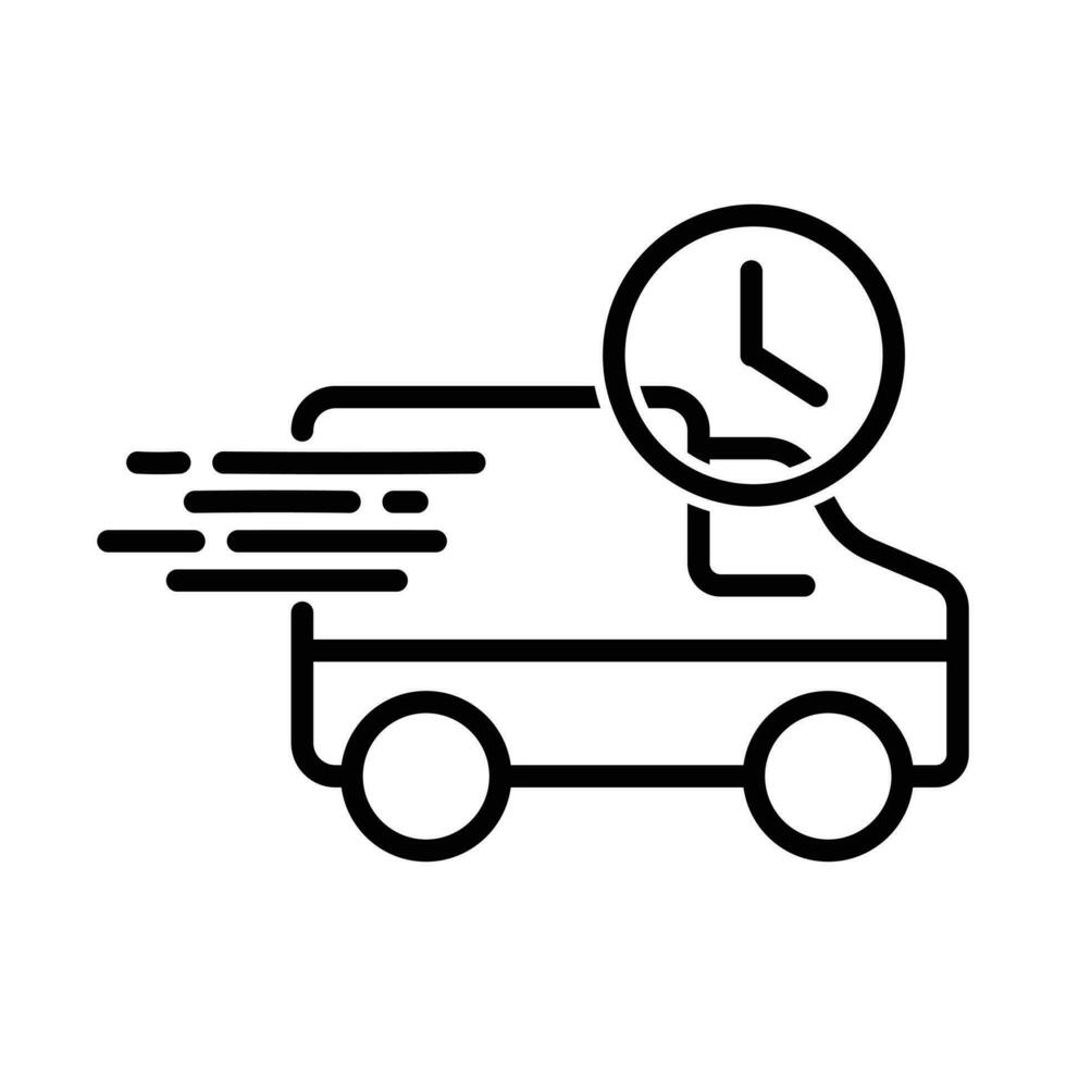 schnell Lieferung LKW, schnell Lieferung Transport mit Uhr Symbol, van Symbol, Kurier Service, LKW, Fahrzeug schnell Ladung, Benutzer Schnittstelle, Geschäft und Finanzen, Sendung Vektor Illustration